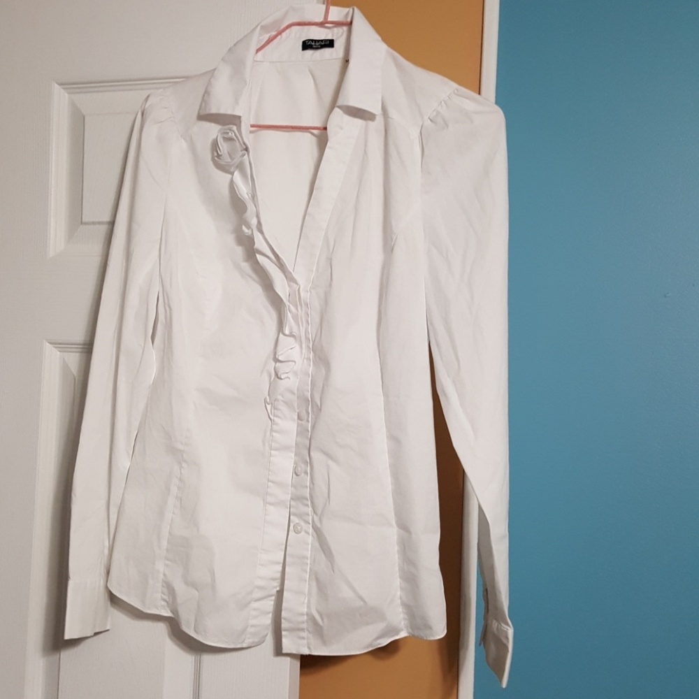 Tahari womens long sleeve white blouse  PM